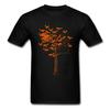 Men Tshirts Blazing Fox Tree T-shirt Fox Color Autumn T Shirt Creative Design Black Tops Tees Cartoon Clothes No Fade Printed