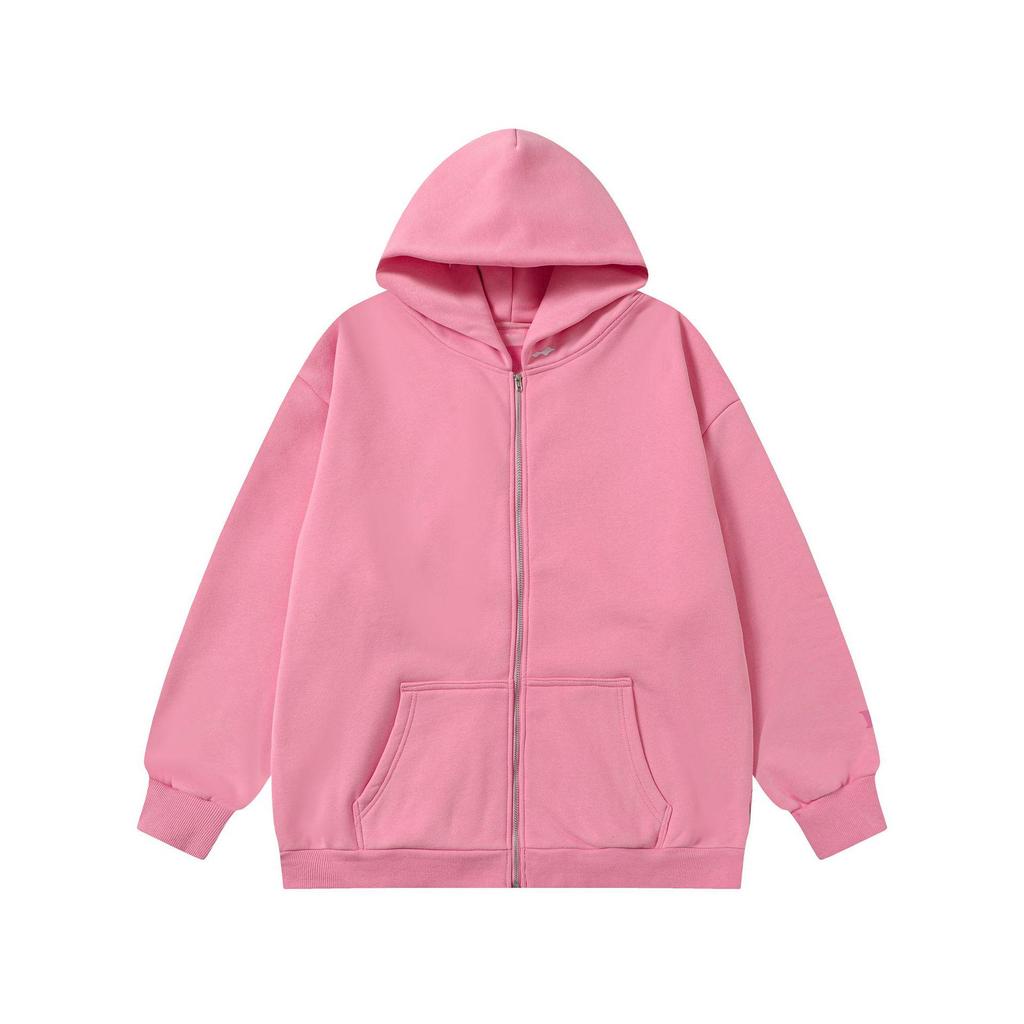 SKYLRK 2025SS Solid Color Distressed Fleece-Lined Hooded Cardigan - Bieber Style