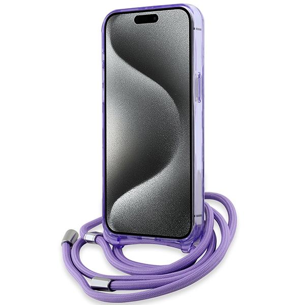Karl Lagerfeld Klhmp15Lhckcklcu Iphone 15 Pro 6.1 Fioletowy/Purple Hardcase Iml Crossbody Monogram Karl & Choupette Head Magsafe