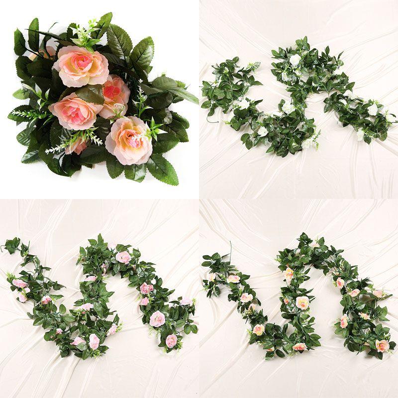 25m Artificial Rose Leaf Garland Silk Flower Vine Ivy Wedding Garden Home Decor