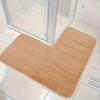 Striped L-Shaped Bathroom Floor Mat Coral Velvet Non-Slip Doormat Absorbent Foot Mat  Shower Room