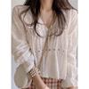 Korean Long Sleeve V-Neck Lace Daisy Top for Women