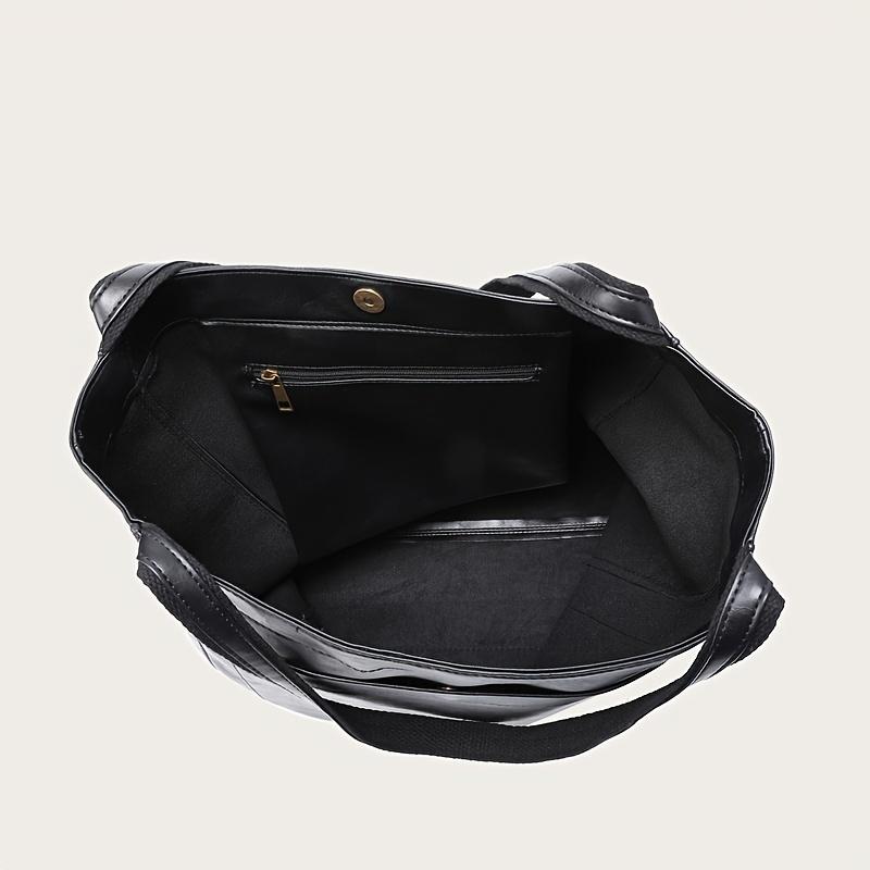 Fasjonabel retro skinnveske - Slitesterk oljeskinn PU med romslige multilommer - Allsidig skulderveske for daglig stil for kvinner