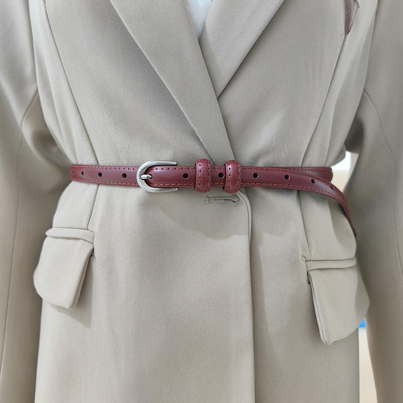 Minimalist Genuine Leather Belt With Alloy Pin Buckle For Jeans Styling