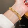 Geometrisches Kupfer-Zirkon-Armband mit elegantem Gold-Finish für Damen