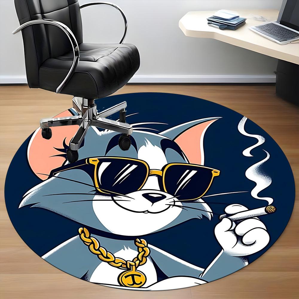 1pc Tom Jerry Office Round Area Rug, Bedroom Living Room Home Decor, Room Deco, Offic A1016104