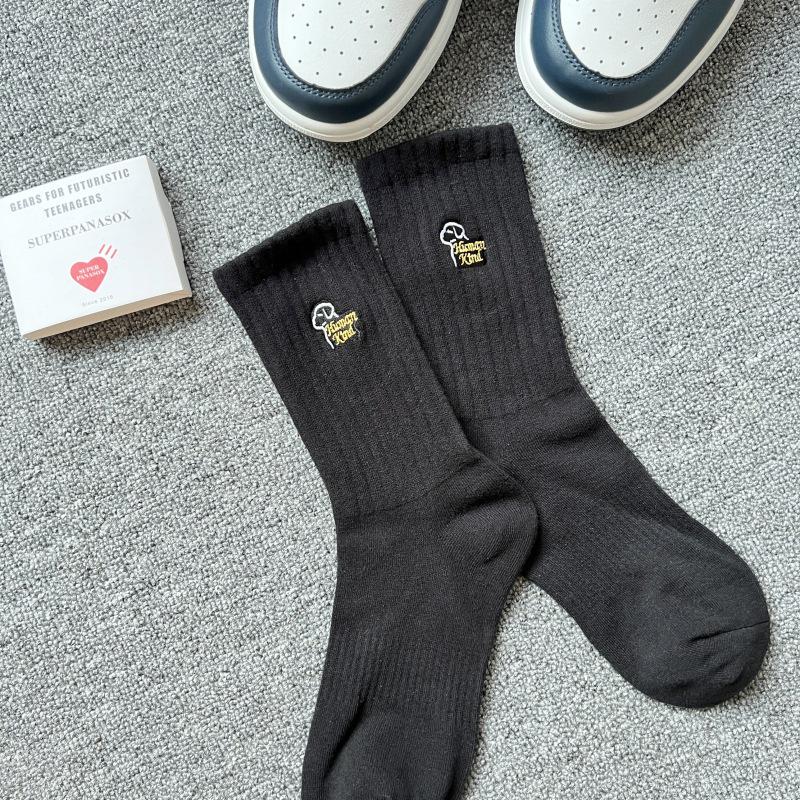 Cityboy Men's Trendy Cartoon Embroidery Mid-Calf Socks - Sweat-Absorbing Sport Socks for Autumn & Winter