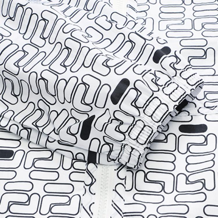 Fila All-Over Print Sports Casual Woven Hooded Jacket Women Jackets Standard-White F11W221703F-WT