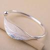 Korean Style Silver Leaf Open Bracelet for Women