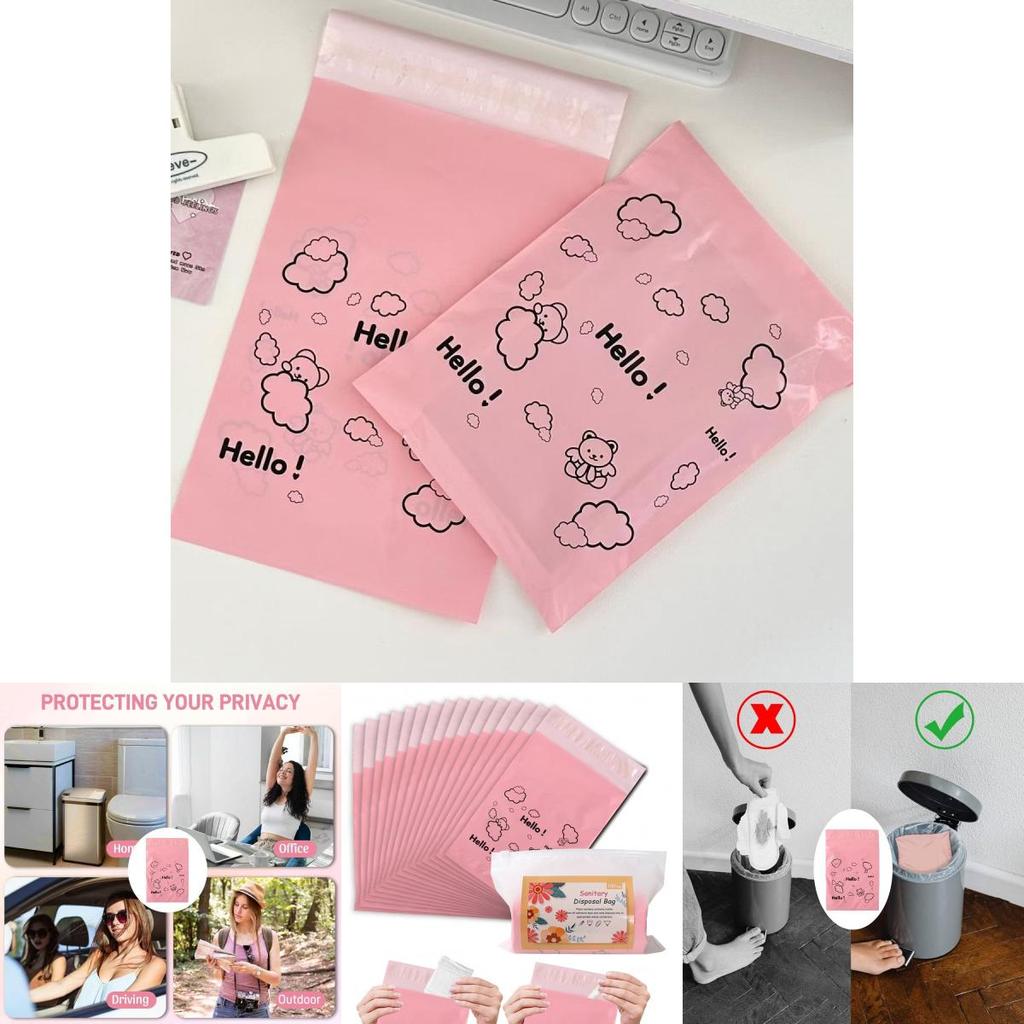 Disposable Sanitary Pad Trash Bag With Support For Pink Home Use