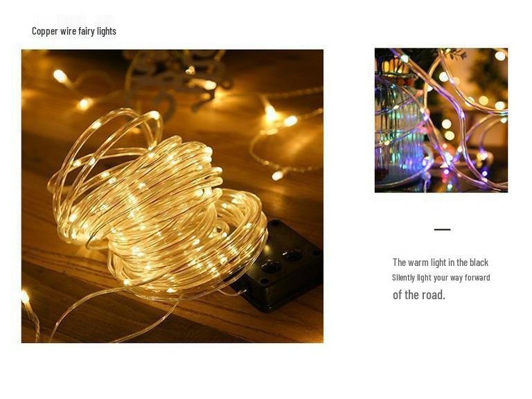 Colorful Outdoor Solar LED Tube Strip Lights - USB/Battery Powered Christmas Lighting with Copper Wire