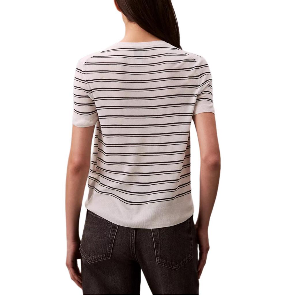 Calvin Klein Casual Comfortable Striped Short Sleeve Sweater Women sweater 44C344G-YAS