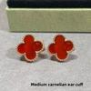 High Quality Four-leaf Clover Earring Buckle White Mother-of-pearl Earrings Red Chalcedony Black Agate Earrings