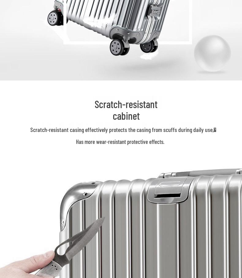 Aluminum Frame Carry-On Suitcase Set: 20"/24"/28" Password-Protected Luggage
