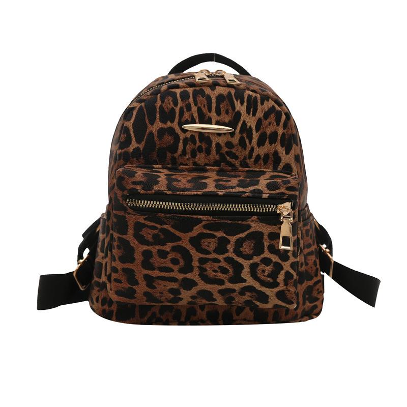 Schoolbag leisure college style leopard print backpack fashion versatile bag new shoulder backpack handbag