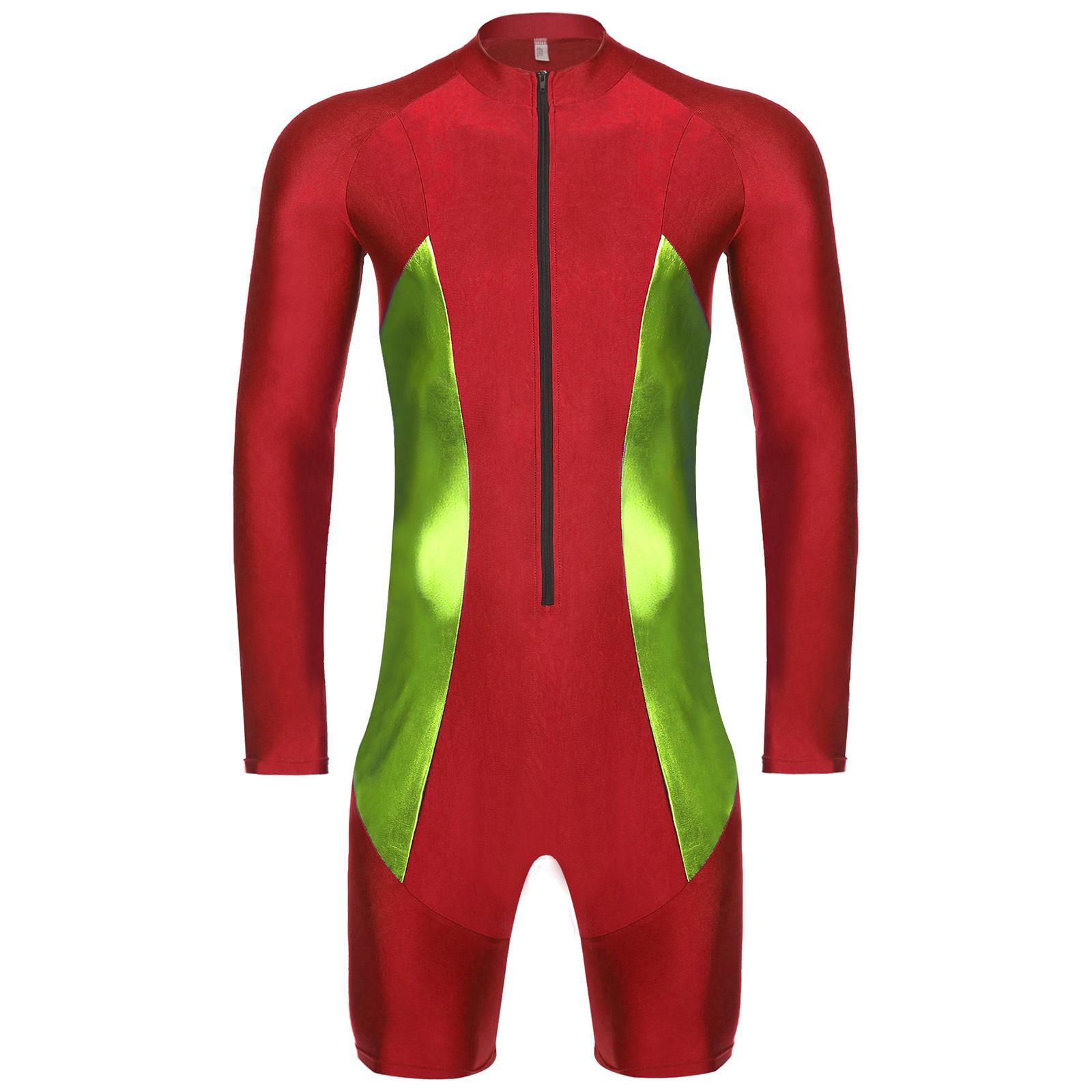 

Чоловічий неопреновий гідрокостюм з довгим рукавом, кольоровий блок, купальник для дайвінгу та плавання S червоний
