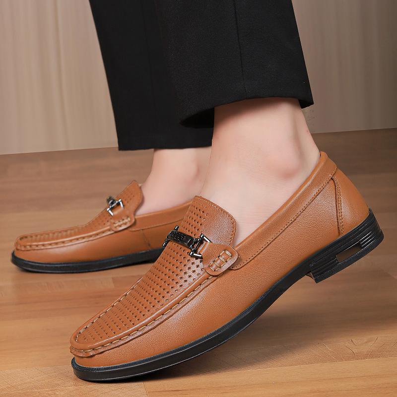 Fashion Business Male Casual Shoes  Men's Genuine Leather Loafers Slip-On Comfortable Walking Shoes for Men Office Men's Dress Footwear