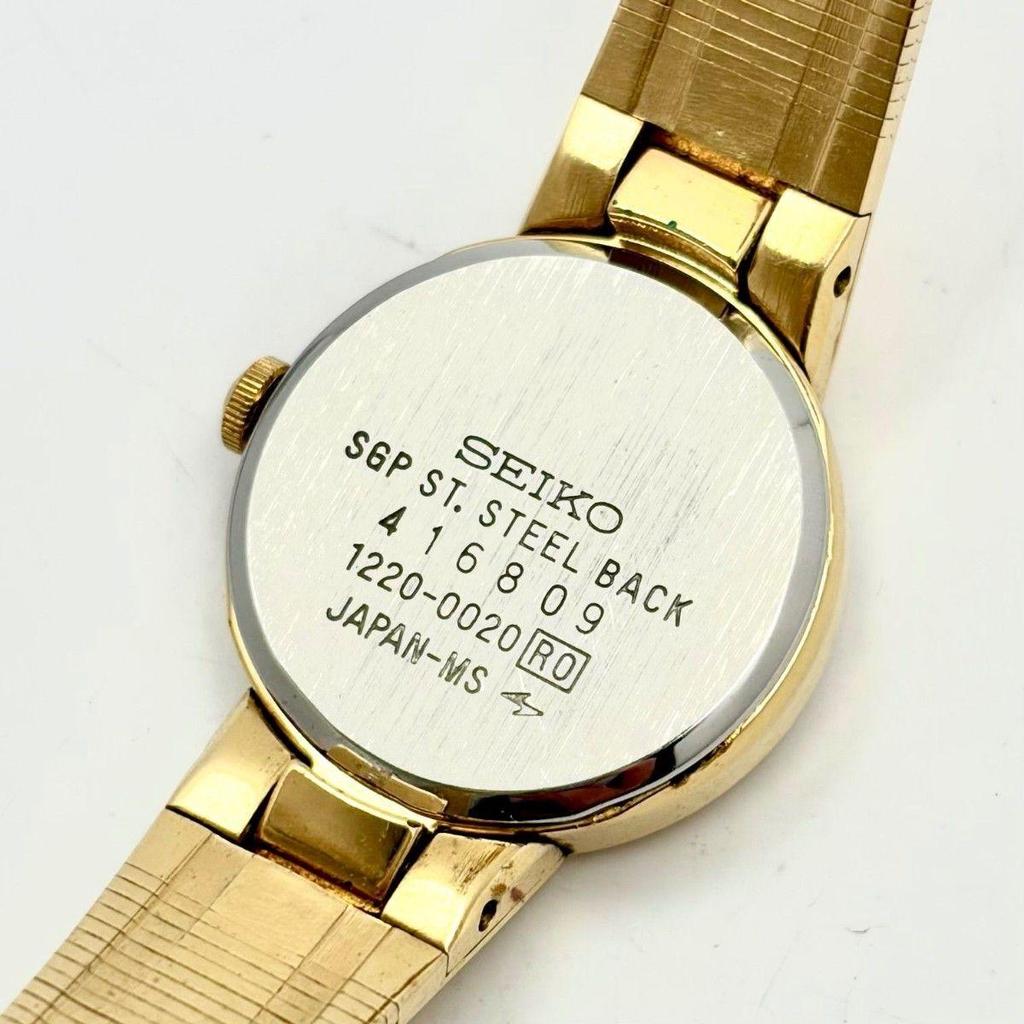 Used [Good Condition/New Battery] SEIKO 1P Color Stone Ladies Watch Gold 1220-0020 416809