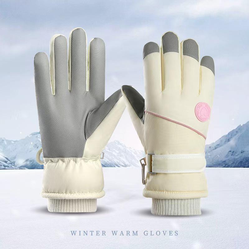 Women's Winter Touchscreen Windproof Gloves - Thick, Velvet-Lined for Warmth, Cold-Proof, Ideal for Skiing, Riding, and Electric Car Use