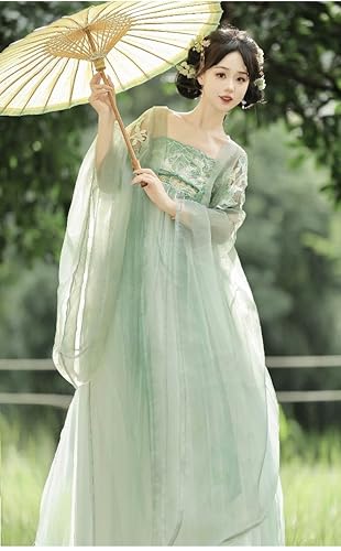 [Hosaku Co., Ltd.] Ancient Hanfu, Classical Beauty, Elegant Chinese Imperial Court Costume, Cosplay Set, Tang Dynasty Haori and Long Skirt Set (Green,