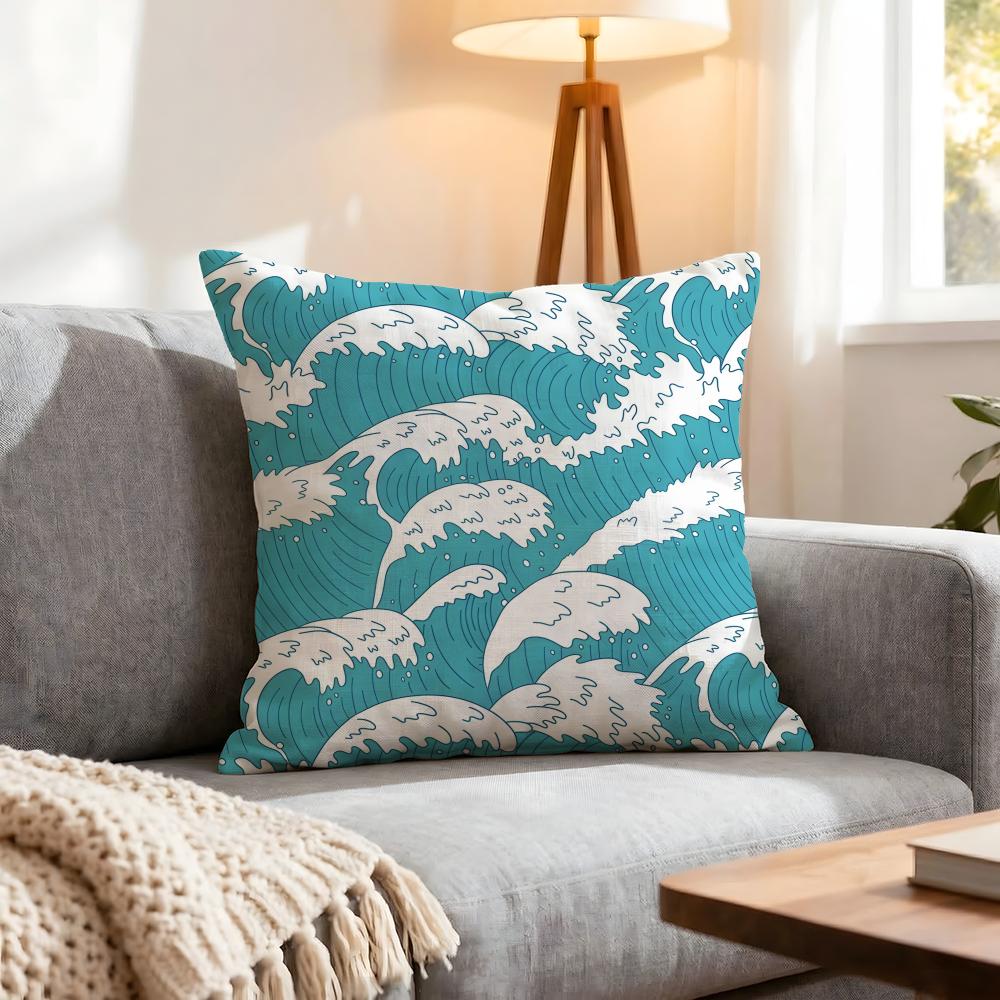 Light Blue Ocean Ripple Cushion Cover 1Pcs Decorative Covers Soft Cushion Case For Sofa Couch Decor 40X40 45X45 Pillowcases