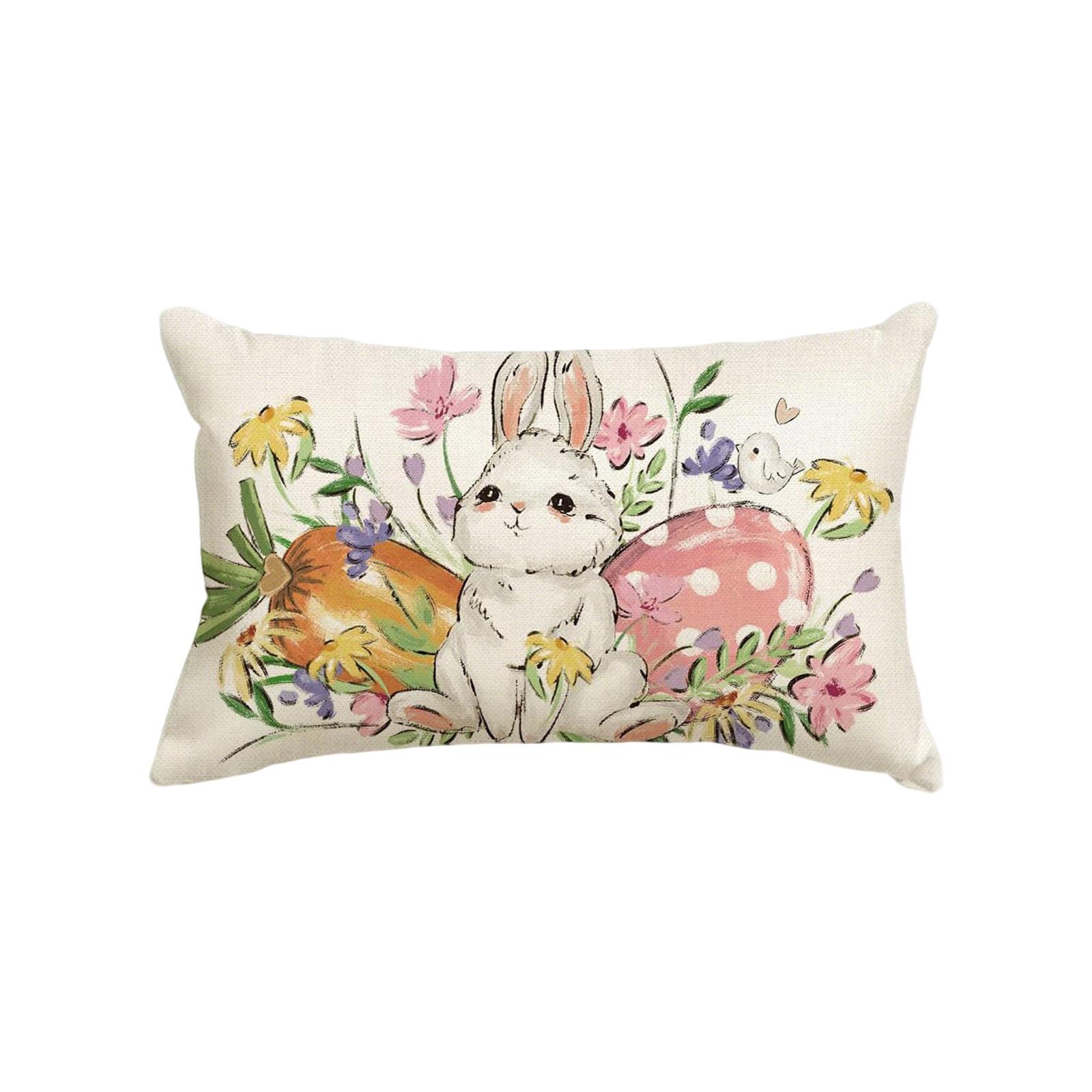 Easter Bunny Easter Egg Throw Pillow For Decorating Holiday Parties, Sofa Cushion, Car Seat, Linen Backrest,  Pillow Cover One Size