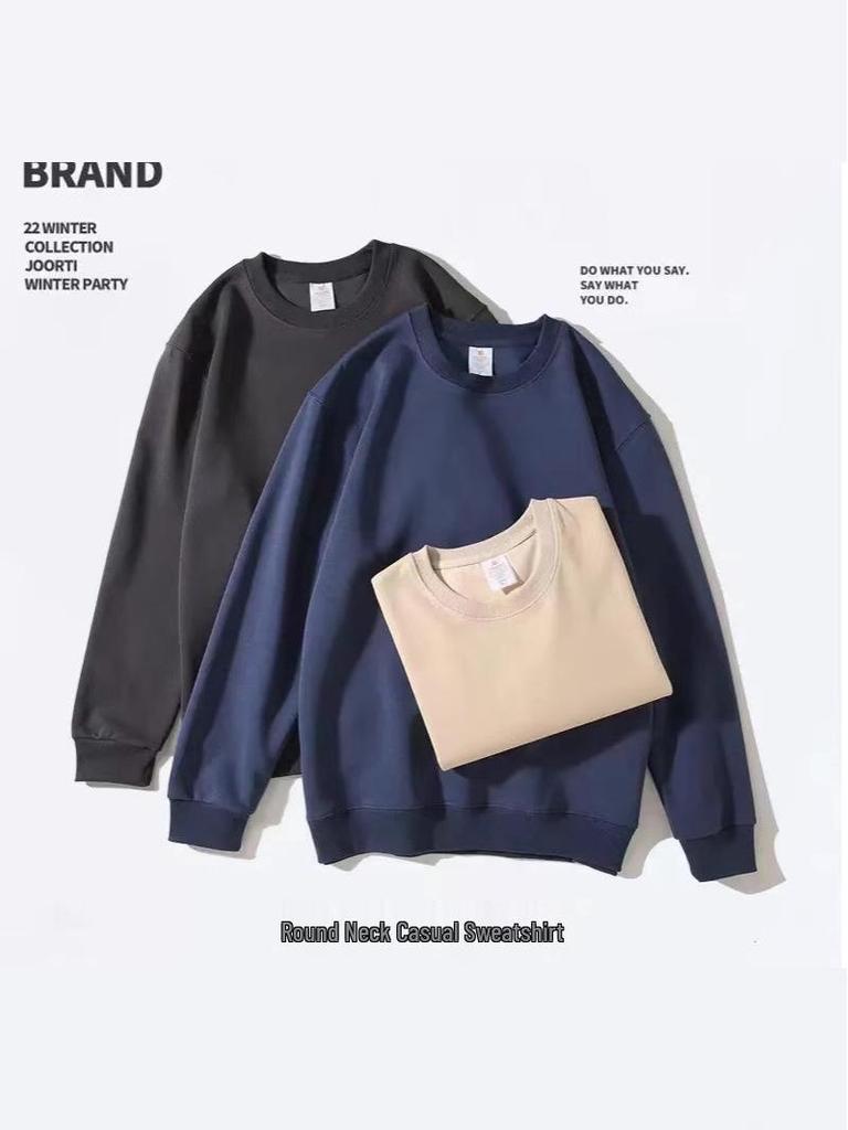 320g Heavyweight Men's Drop Shoulder Cotton Hoodie - Thick Long Sleeve Base Layer for Autumn/Winter