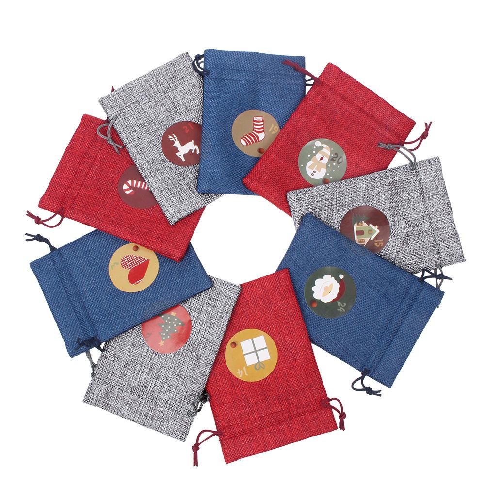 Diy Christmas Advent Calendar Cloth Bag Set, 24 Pcs: Includes 24 Advent Calendar Cloth Bags, 24 Stickers With Numbers (From December 1 To December 24