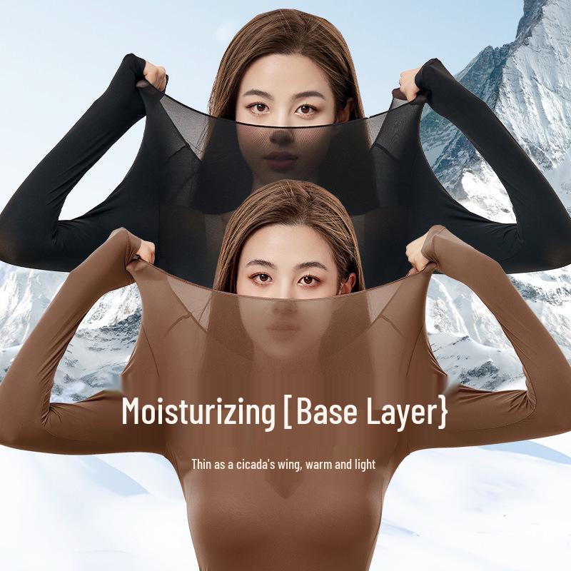 Skin-Beautifying Thermal Set: Long-Sleeve Base Layer Top & Bottoms for Autumn