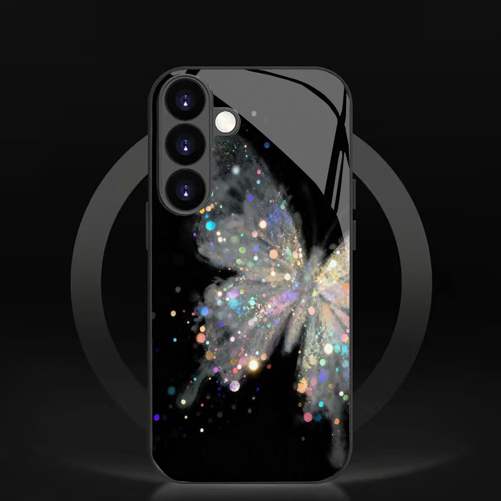 Butterfly Pattern Tempered Glass Phone Case Suitable for Samsung GalaxyS26 S25 S24 S23 S22 S20FE/Ultra/Plus Anti Drop Back Cover