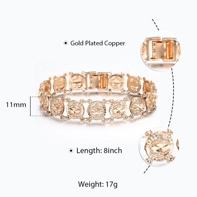 10MM 12MM Big Wide For Women Men Bracelet 585 Rose Gold Color Double Weaving Rolo Cable Curb Link Catenary Chain Jewelry CBB01