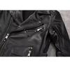 Chinese Size Motorcycle Cowhide Genuine Leather Jacket Men Slim Stone Milled Retro Jacket Calfskin Coat Men Moto Biker Riding Clothes