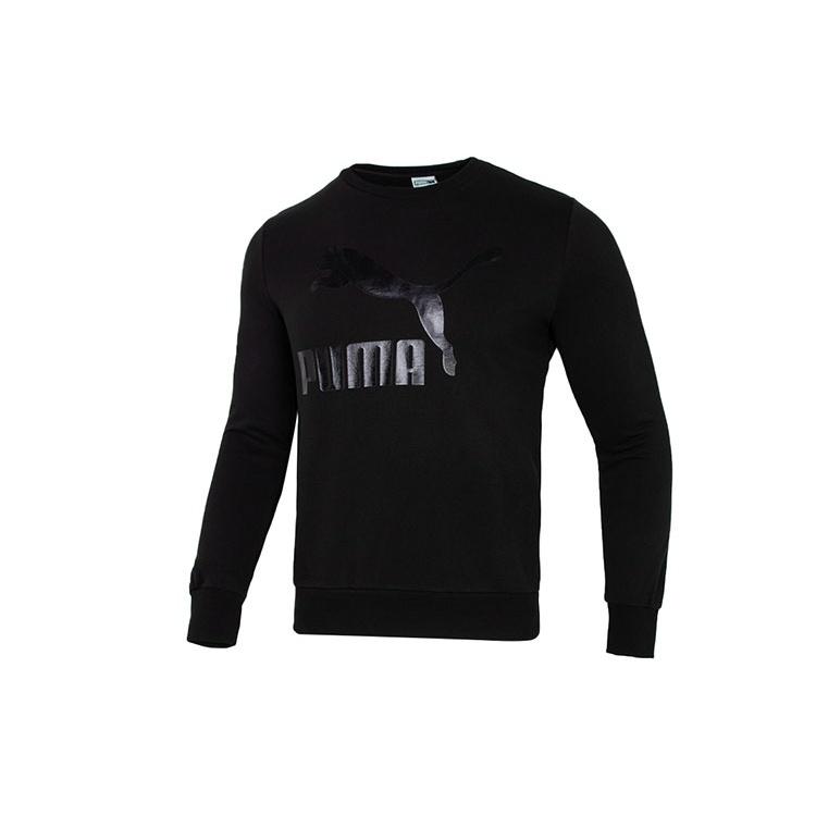 PUMA Classics Logo Crew Neck Sweater Black Men s 531367-01 L