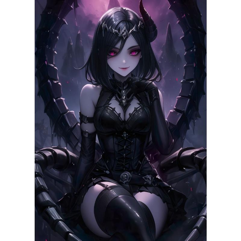 Fantasy Magical World Gothic Cool and Cute Character Aesthetics Anime Girl Canvas Painting Art for Wall Manga Game Room Decor