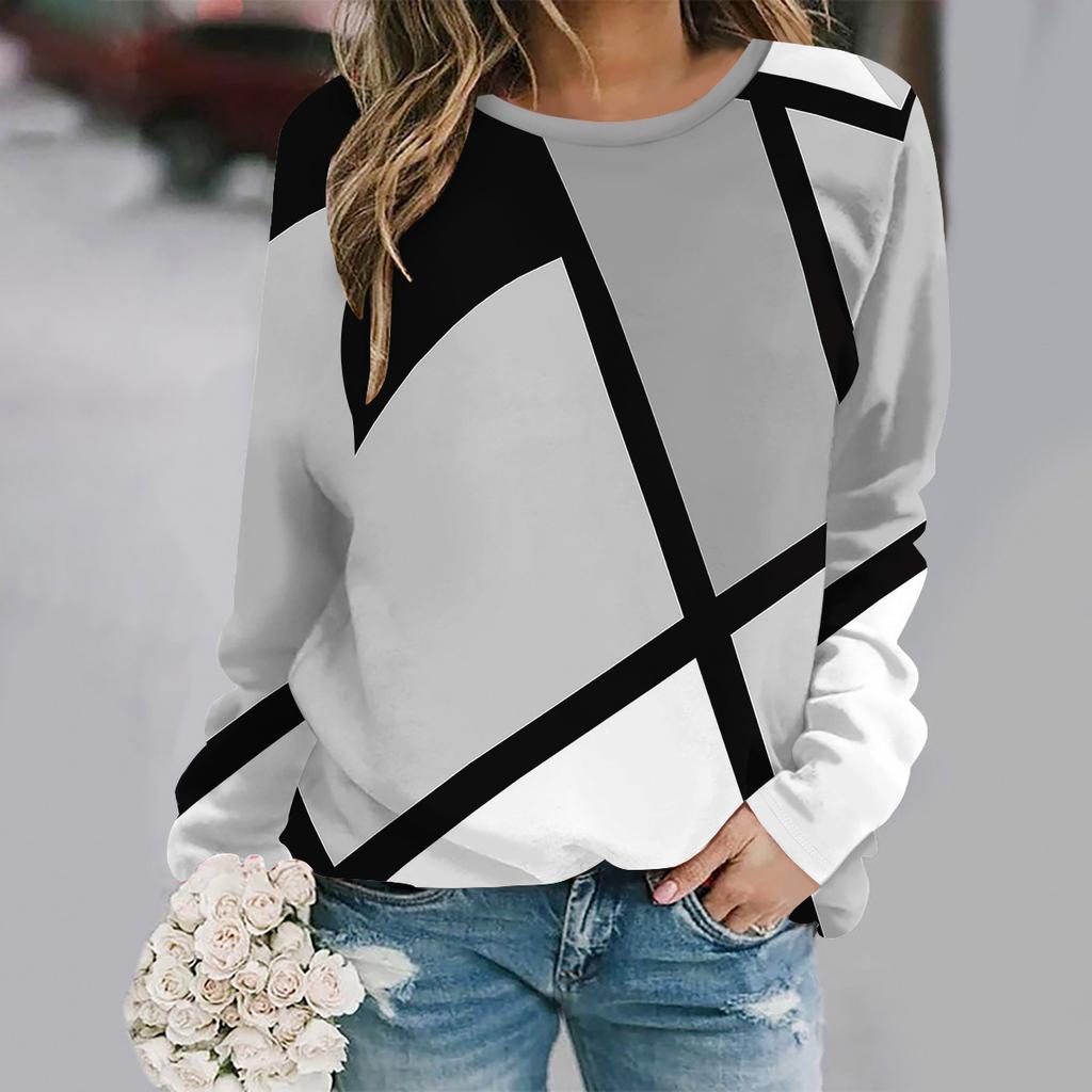 Autumn and Winter New Fashion Round Neck Long Sleeve Printed Elegant Casual Loose Hoodie
