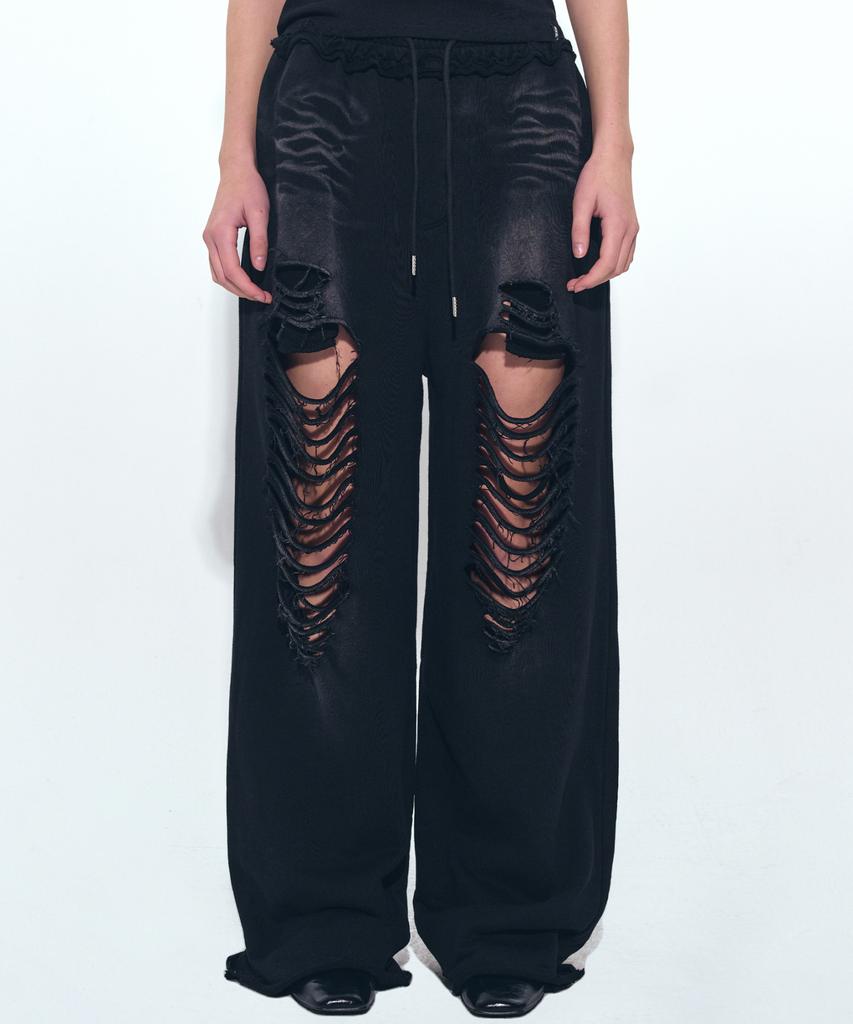 Nigaennikol Destroyed Cotton Lounge Pants_Black