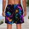 Mens Plus Size Beach Shorts Abstract Star Dripping Print Loose Drawstring Quick Dry Casual Swim Trunks For Summer Beach Surfing Daily Wear