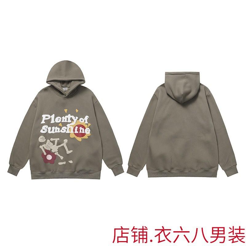 Mens Oversized Hoodie With Retro Moon Print Streetwear Sweatshirt Winter