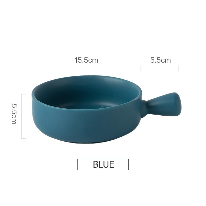 6 Inch Porcelain Baking Plate Dessert Bowl Ramekin Baker Dinner Plate Pasta Dishes Baked Rice Bowl with Handle Microwave Safe