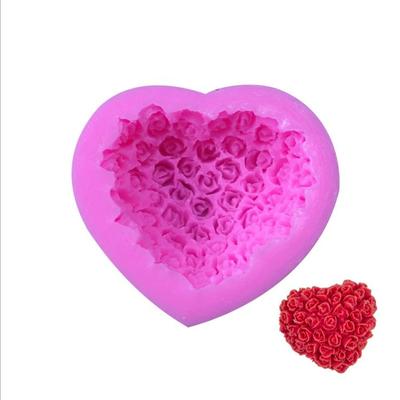 Neue 1-teilige zarte Rosen-Blumen-Silikon-Fondant-Kuchen-Liebesherz-Backform