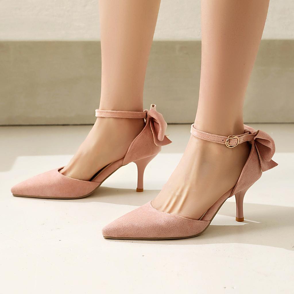 Spring and summer LZD sexy thin high heel large size elegant pointed bow female cool