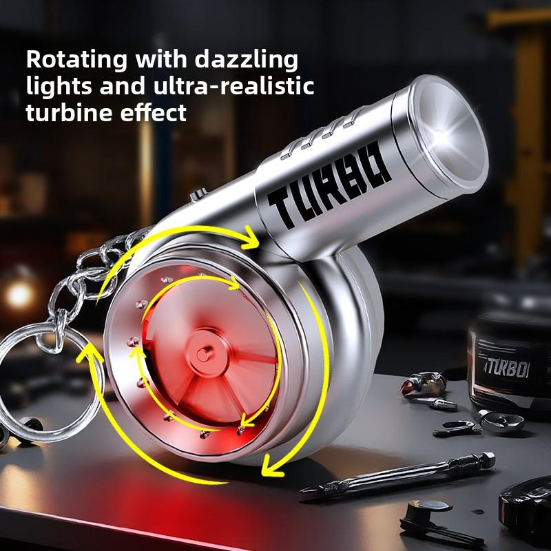 Llavero Portátil de Simulación de Turbina Turbo con Luz LED y Sonido Simulado Juguete Fidget Colgante para Aliviar el Estrés Regalo para Entusiastas de Coches