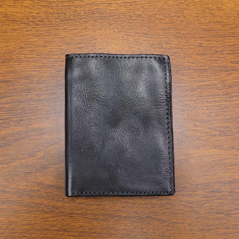 

Vintage Handmade Vegetable Tanned Leather Men s Short Wallet Distressed Finish Multi-Card Slots Cash Card Organizer Wallet Small