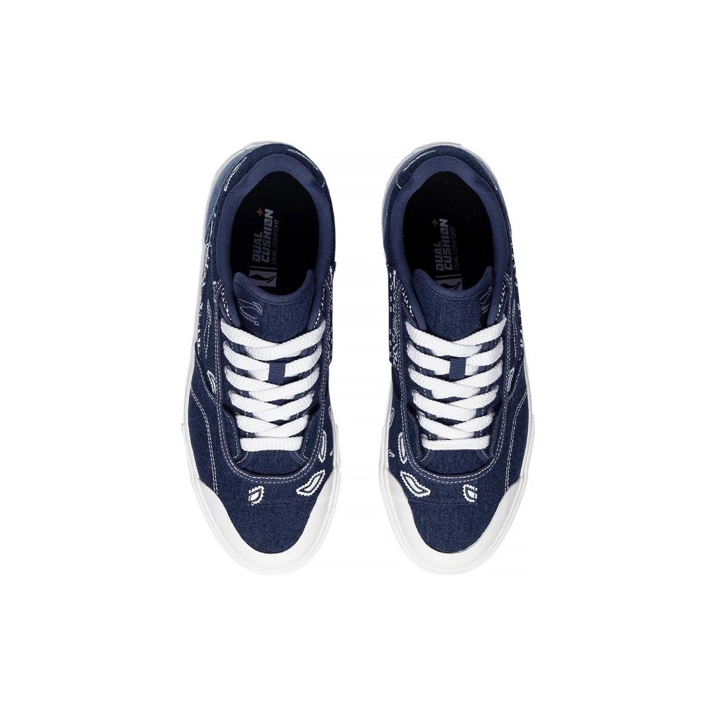 LiNing 50/50 Fabric Comfortable Versatile Non-Slip Wear-Resistant Low-Top Skate Shoes Men Sneakers Blue White AECT011-2