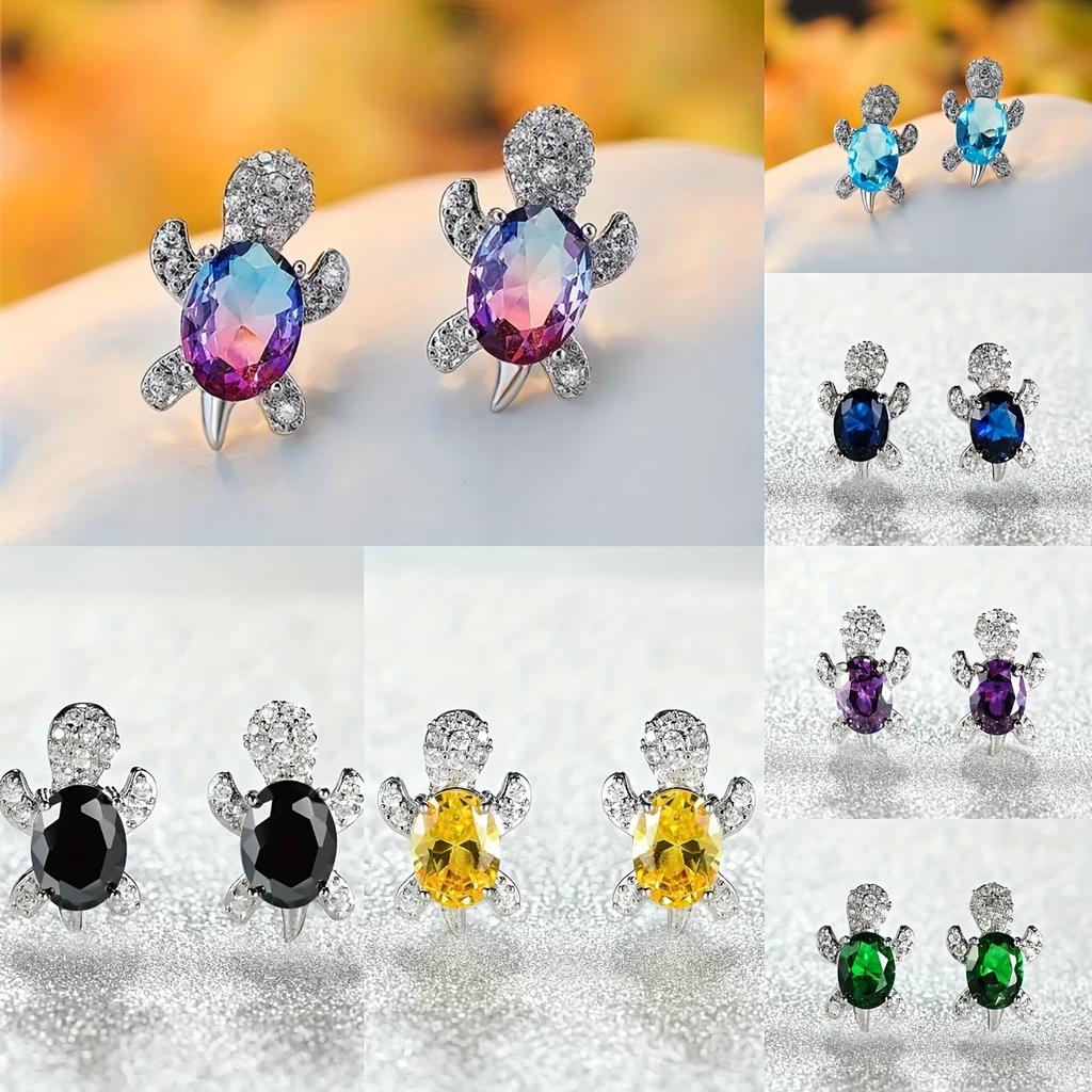 14 Teile/satz Schöne Schildkröte Ohrstecker Niedlich Zirkon Dekor Ohrstecker Für Frauen Teen Geburtstag Weihnachten Geschenk