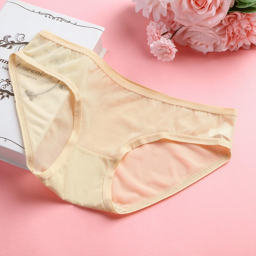 Women Sexy Lace Splice Briefs Panties Lingerie Mesh Underwear