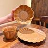 Zen Japanese Retro Petal Bowl: Wabi-sabi Style Wood Grain Coarse Pottery Noodle Bowl for Home & Restaurant.