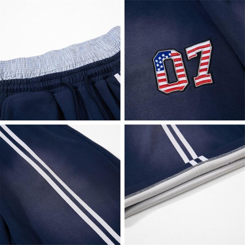 American Vintage Faux Two-Piece Waistband 07 Embroidered Double Stripe 3/4 Sweatpants Loose Fit Men Women