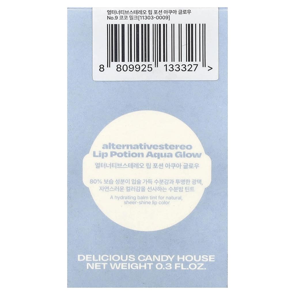 alternativestereo, Lip Potion Aqua Glow, No. 9 Coco Milk, 9ml (0.3 fl oz)