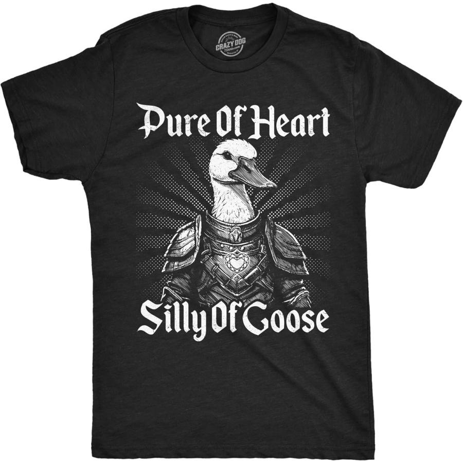 Смешные мужские футболки Чистый сердцем Глупый как гусь Саркастичная графическая футболка Новинка для мужчин XXXXXL разноцветный